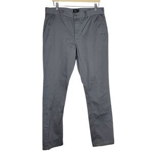 RVCA The Weekend Chino Pants Men's 33 Gray Flat-Front Straight Twill Casual